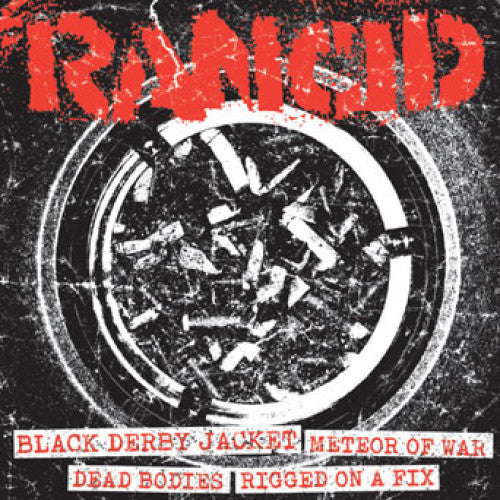 PIR065GH-1 Rancid "Black Derby Jacket + Meteor Of War/Dead Bodies + Rigged On A Fix" 7" Album Artwork